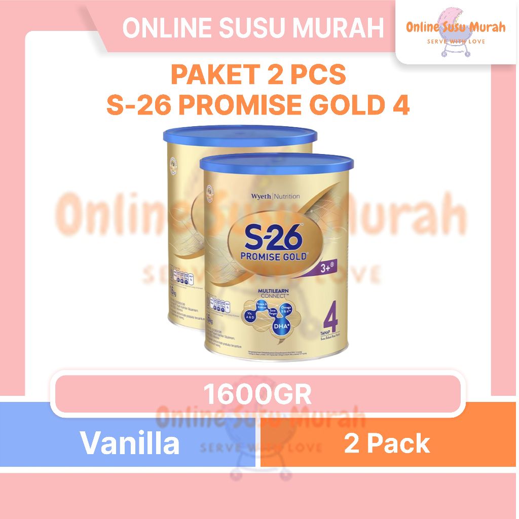 S26 PROMISE GOLD 4 PAKET 2 KALENG 1600GR NESTLE S 26 S-26 TAHAP 4 USIA 3 TAHUN KE ATAS 1600 GR SSKL