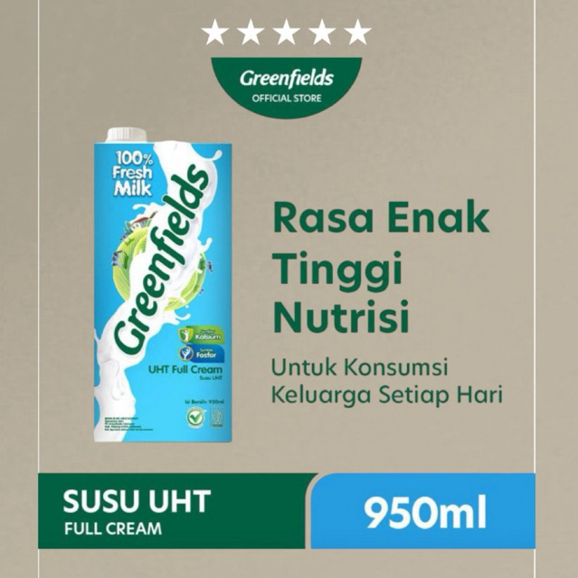 

Fresh Milk Greenfields 950ml- SUSU FULL CREAM