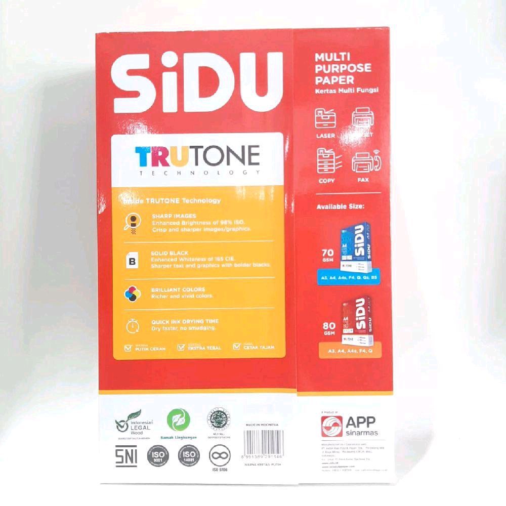 

KERTAS HVS PRINT FOTOCOPY SIDU F4 80 GRAM