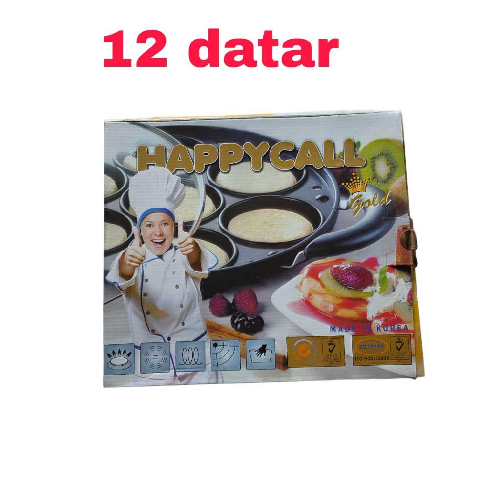 Happycall cetakan kue teflon lubang 12 datar lumpur - cetakan happy call 12 lubang