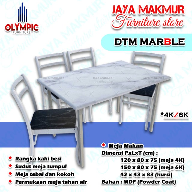 (JM) Meja Makan 4 Kursi/6Kursi Olympic - Marble