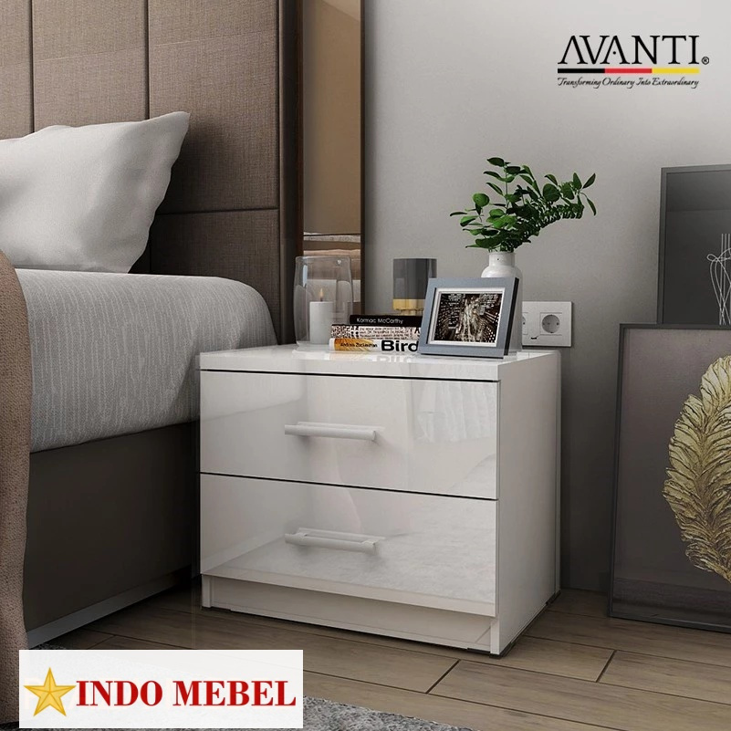 Meja sudut / Nakas Madrid 60 White Glossy Modern Minimalis PUTIH | Promo Murah Ready Makassar