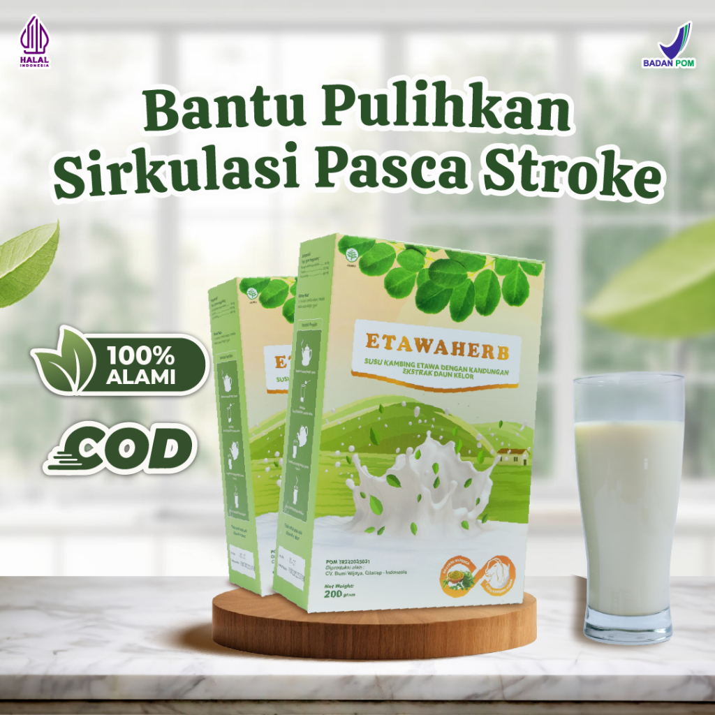 

PAKET 2 BOX Etawaherb Susu Stroke dari Kambing Etawa & Daun Kelor | Herbal Aman Bantu Pemulihan Stroke & Terapi Tangan | Obat Stroke Alami BPOM Halal | Minuman Sehat untuk Jaga Peredaran Darah & Keseimbangan Tubuh | COD