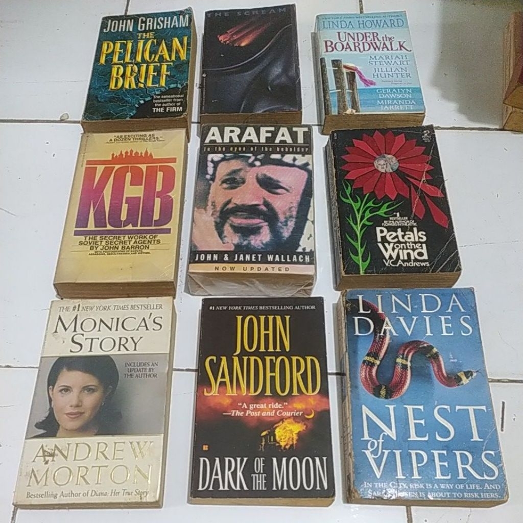 Novel import Pelican brief- John Grisham. The scren- John Skipp. Arafat Janet Wallaga.  KGB the secr