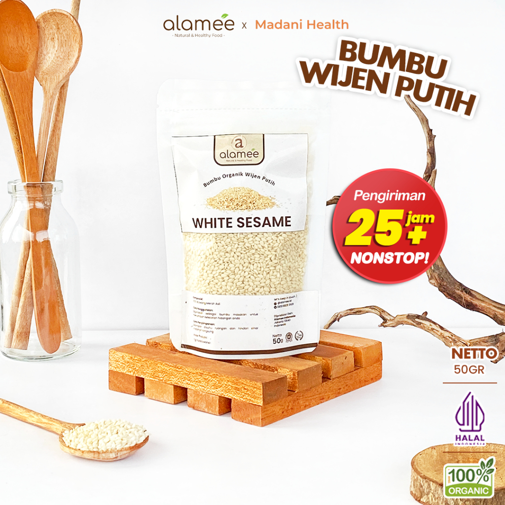 

ALAMEE Wijen Putih White Sesame Seed Bumbu Dapur Organik Masak Rempah Tanpa Campuran Seasoning 50g