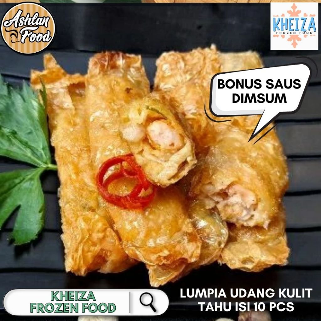 

LUMPIA UDANG KULIT TAHU Ashlan Food - Olahan Udang isi 10pcs Free Saus - Kheiza Frozen