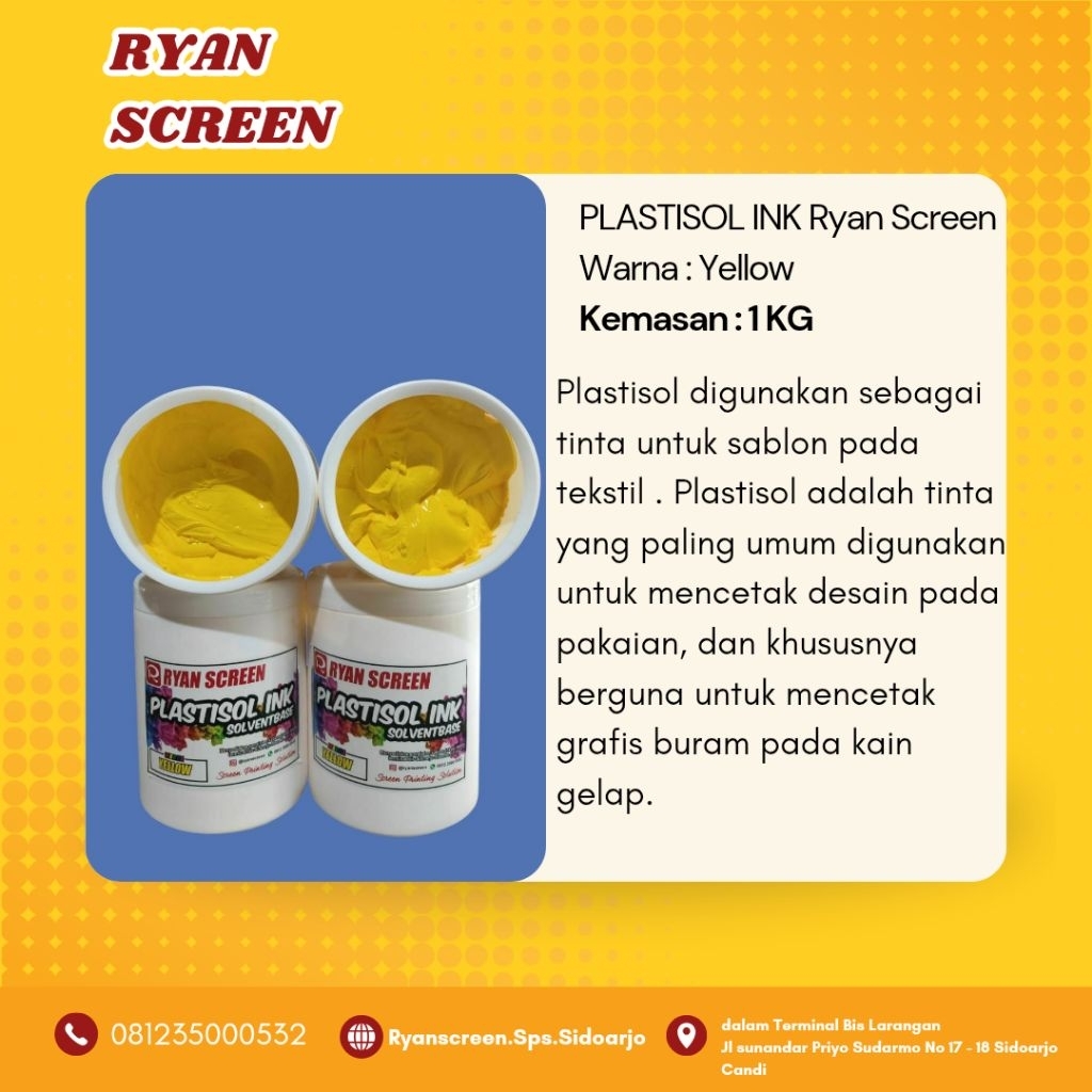 

Plastisol ink Yellow 1 kg - Ryan screen