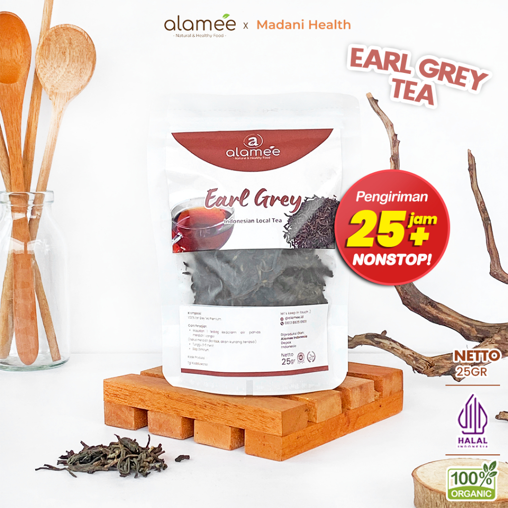 

ALAMEE Teh Bunga Earl Grey Black Tea Alami Organik Dried Leaf Siap Seduh Minum 25gr