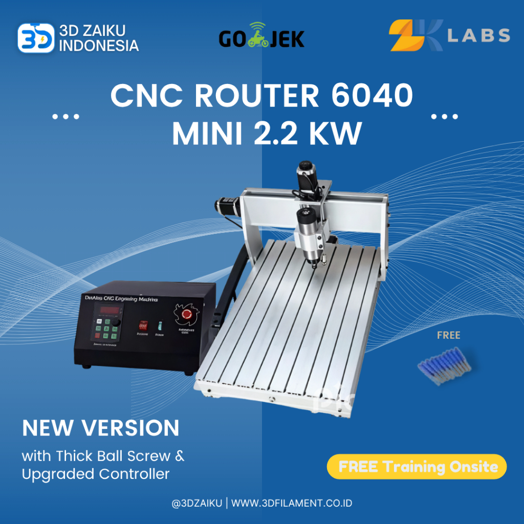 Zaiku CNC Router 6040 Mini Mesin CNC PCB Milling with 2.2 KW Spindle