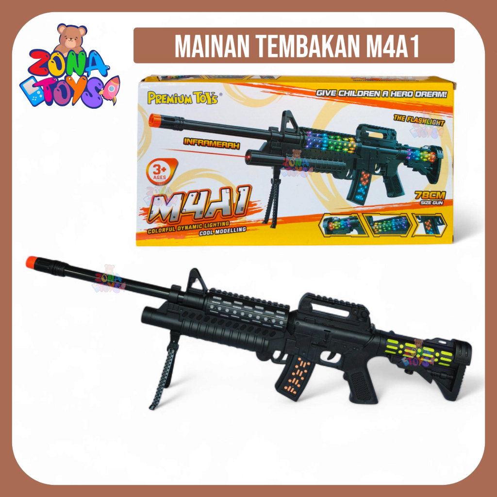 Mainan Anak Tembakan M4A1 Panjang 78CM Colorful Dynamic Lighting