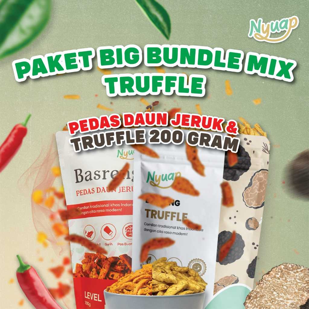 

Basreng Pedas Daun Jeruk dan Truffle 200 gram Big Bundle