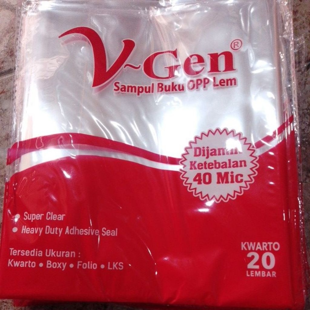 

V-Gen sampul plastik kwarto opp lem isi 20pcs