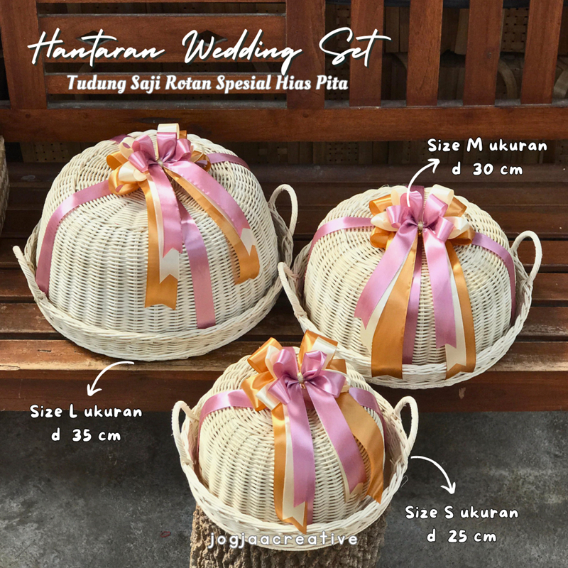 

Hantaran Pernikahan Tudung Saji Rotan Hias Aneka Ukuran Pita Premium/Seserahan Wedding/Hantaran Wedding/Hantaran Unik