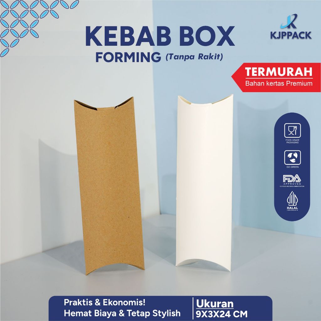 KJPPACK BOX KEBAB / DUS KEBAB / KEMASAN KEBAB KRAFT DAN IVORY SIAP PAKAI FOODGRADE