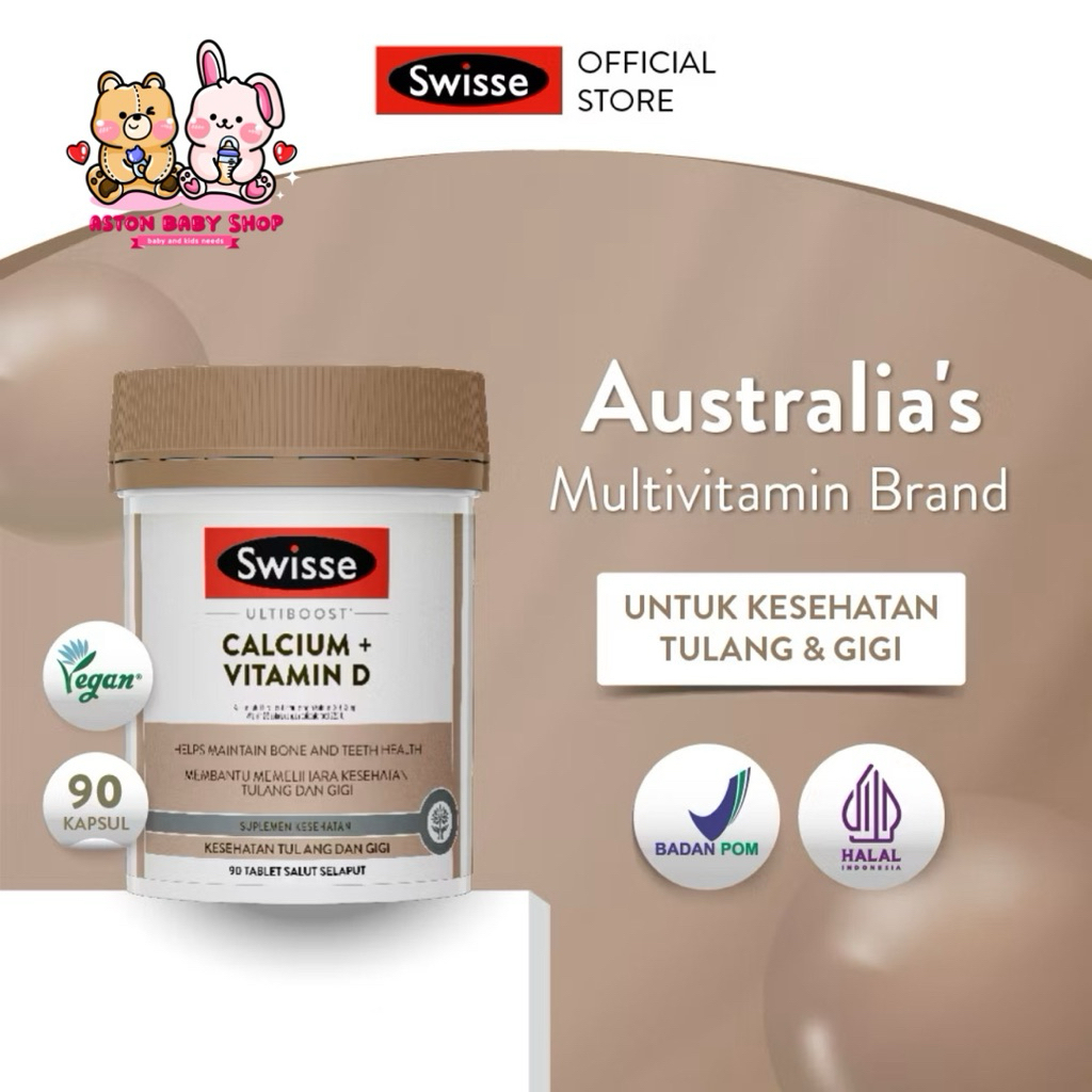 Swisse Ultiboost Calcium + Vit D3 - Swisse Vitamin D & Kalsium - Supplemen Kesehatan Gigi & Tulang