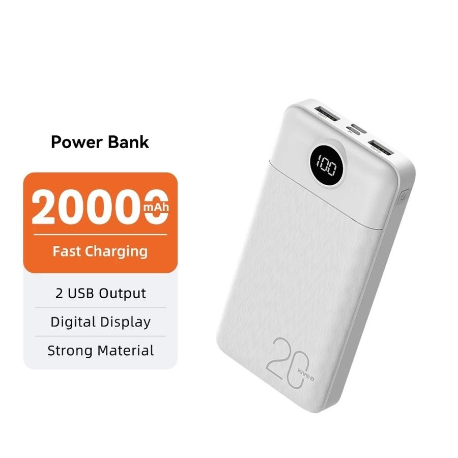 KIVEE X BASIKE Powerbank 20000mAh PT126P Max Fast Charging Mini LCD 2 USB Output 9 Perlindungan Cerd