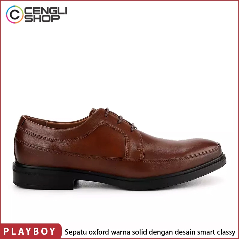 SEPATU KULIT PLAYBOY PRIA ORIGINAL PANTOFEL FORMAL COKLAT BROWN PL61