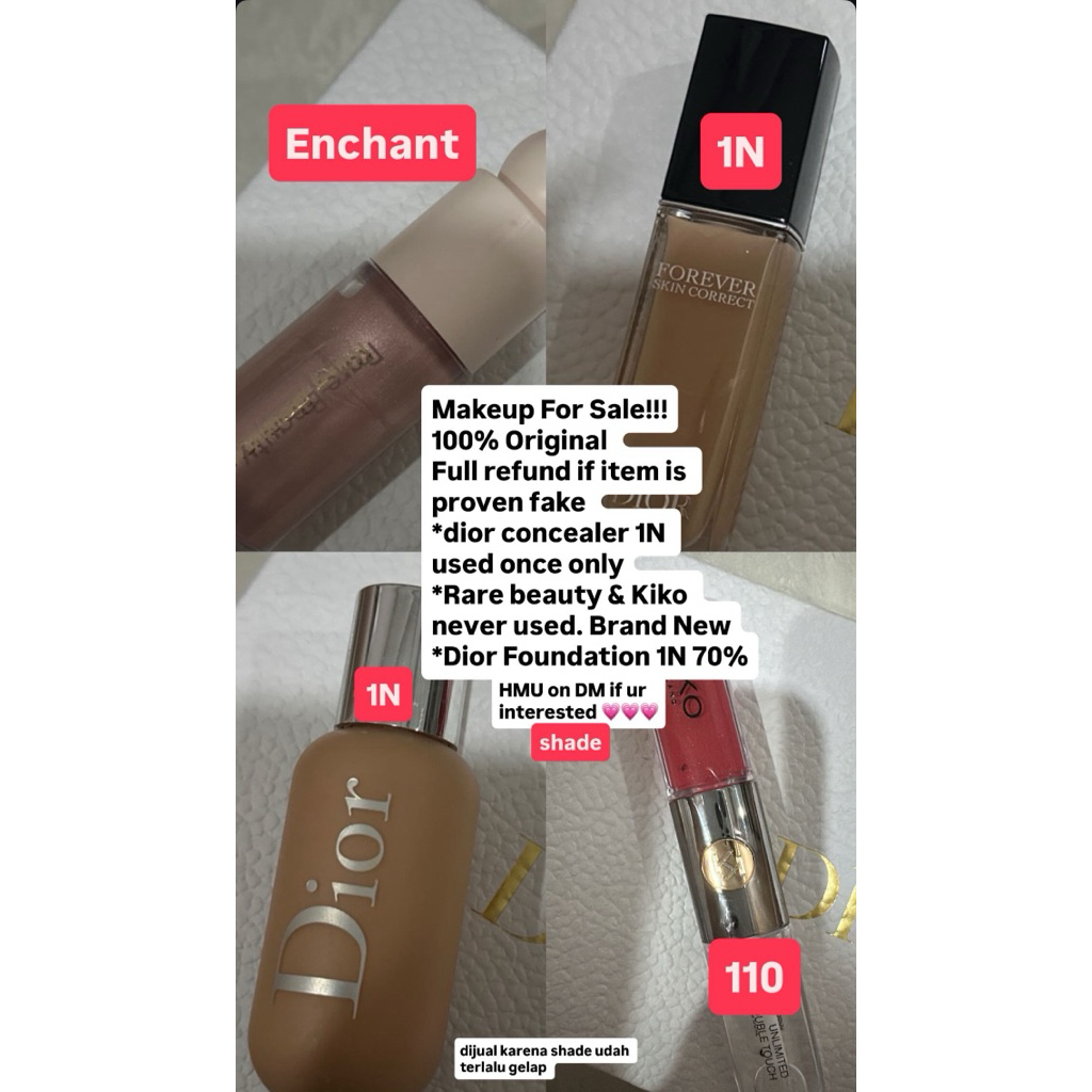 Preloved Makeup | Dior Backstage | Kiko | Dior forever | Rare Beauty | Cushion | Highlighter | Found