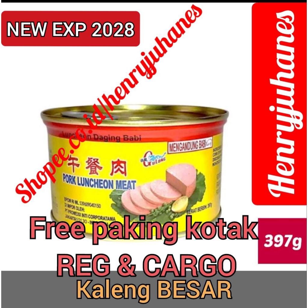 

397 gram Gulong Canned Ham Pork Luncheon Meat / free pakiing kotak untuk reg dan cargo daging babi/ daging maling non halal