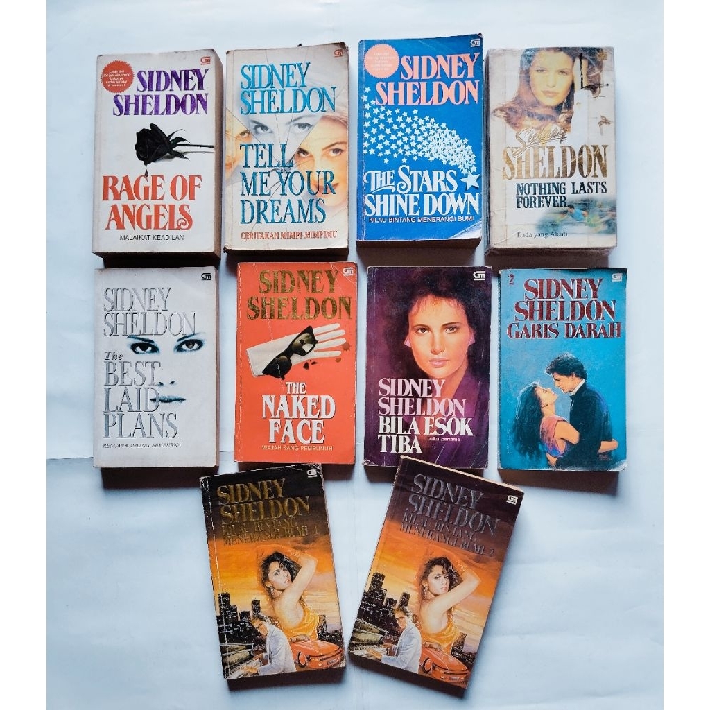 Buku Novel Karya Sidney Sheldon's; RAGE OF ANGELS, MORNING, NOON, & NIGHT, THE STARS SHINE DOWN, NOT