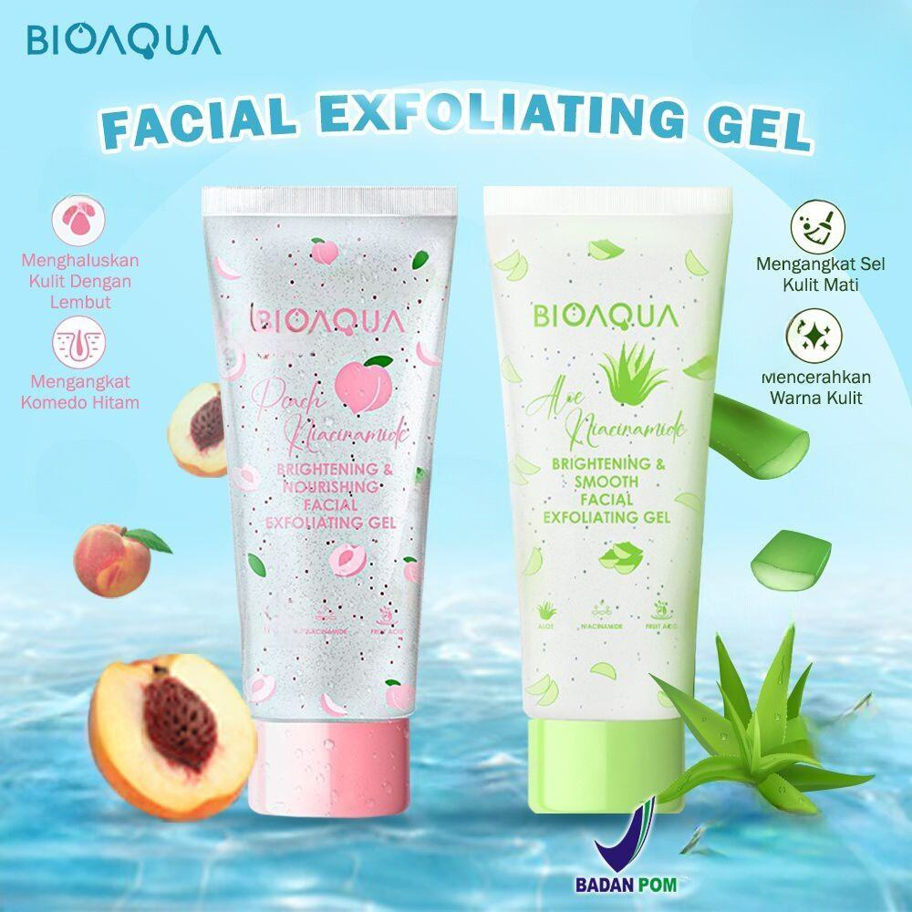 BIOAQUA Gel Pembersih Wajah Exfoliating Gel Scrub | Peach & Aloe Facial Gel 100g