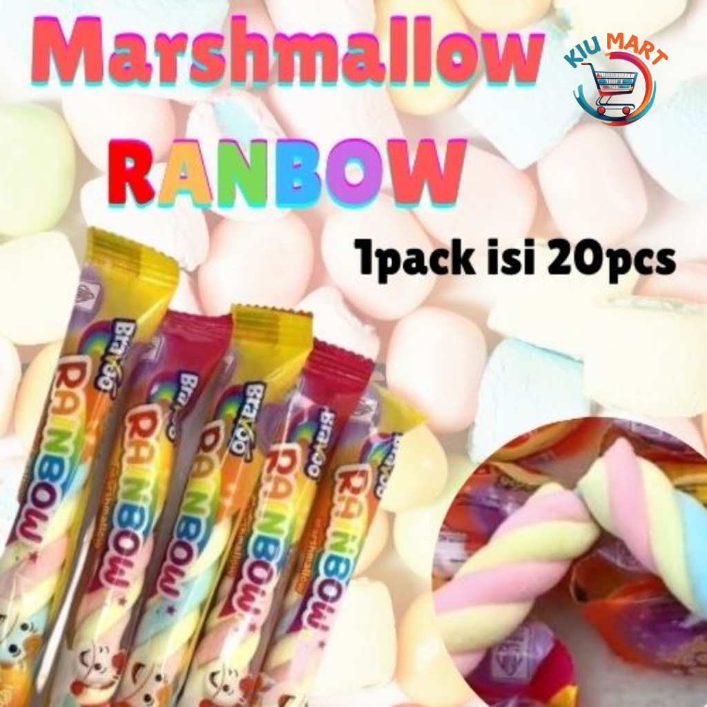 

Bravo Marshmallow Rainbow Vanila strawbery dan vanila mangga 1 pack isi 20pcs