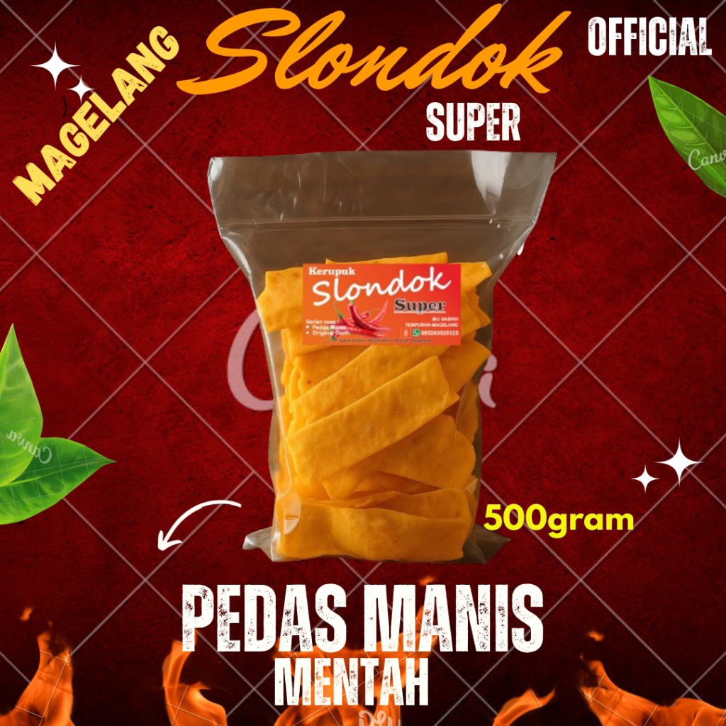 

SLONDOK MAGELANG MENTAH PEDAS MANIS berat 500 geram/SUPER