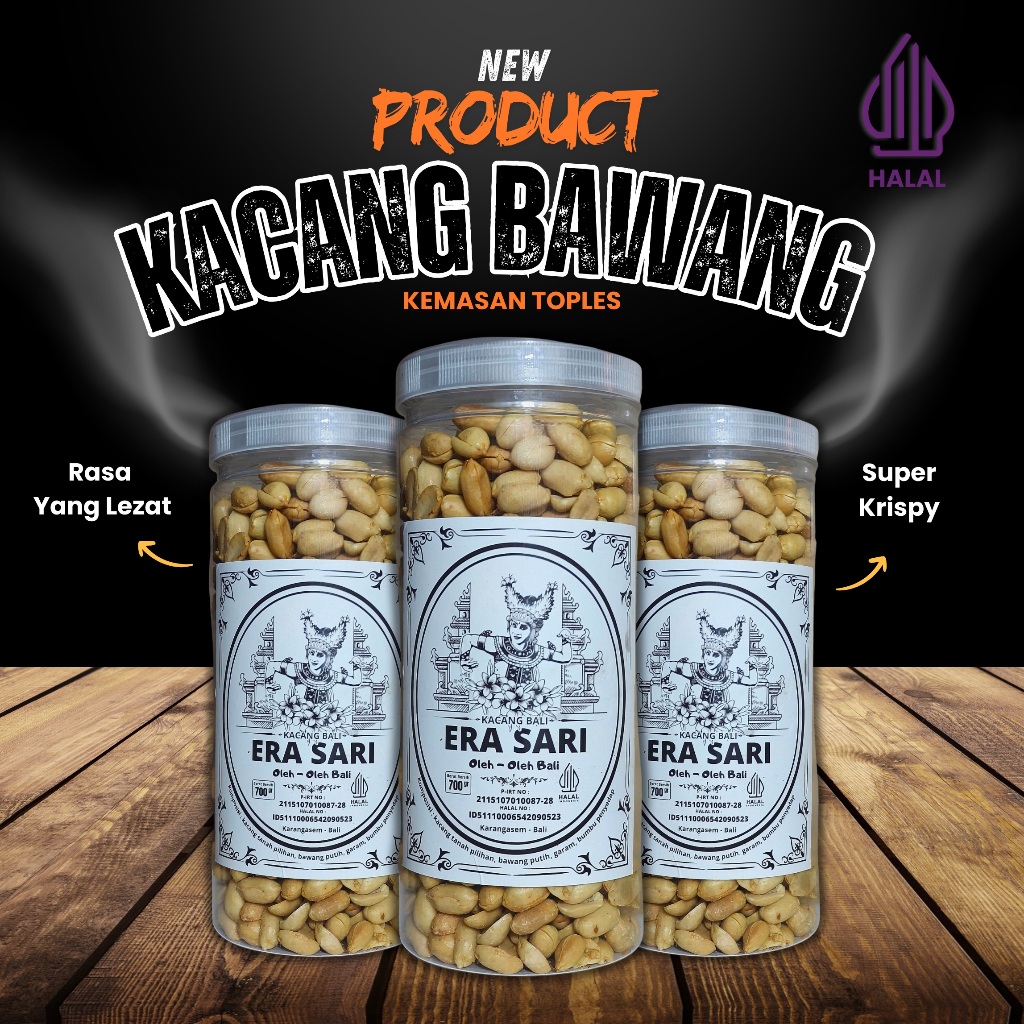 

(700 gr) Kacang Bawang oleh oleh khas Bali kemasan Toples