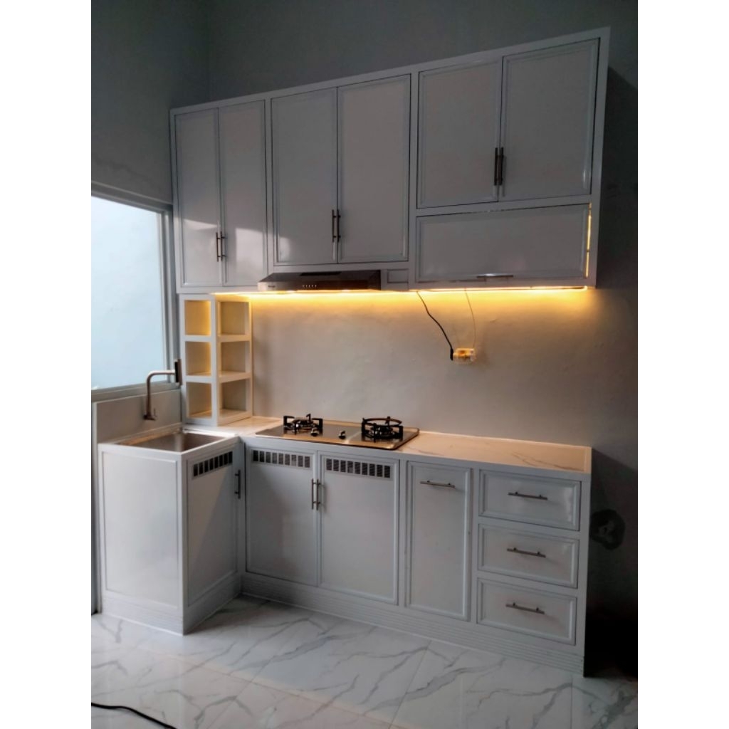 KITCHEN SET ALUMUNIUM TEBAL PUTIH BISA CUSTOM