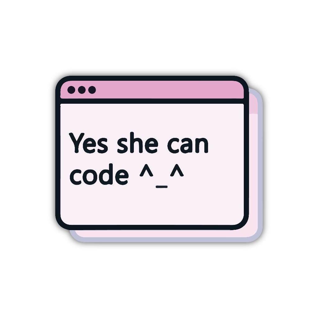 

ZV109 sticker yes she can't code karakter kartun anime aesthetic, stiker vinyl satuan