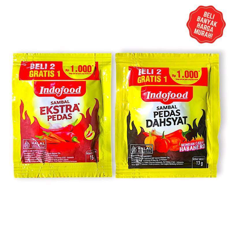 

Sambal Indofood Extra Pedas Dahsyat Sachet - Kemasan Praktis Pedas Level 10 untuk Usaha Makanan