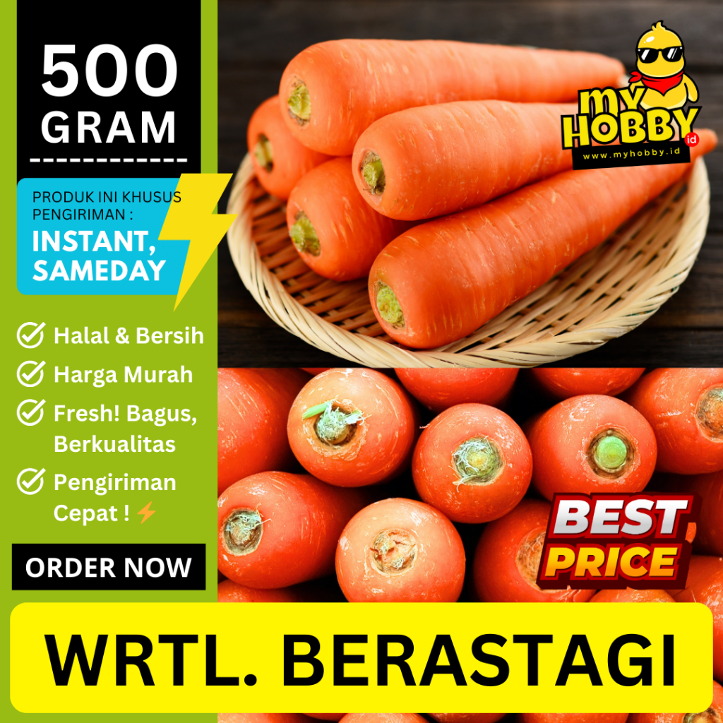 

Wortel Berastagi Super 500 gram! Wortel Brastagi Fresh, Bagus, Murah, Berkualitas. MyHobby ID