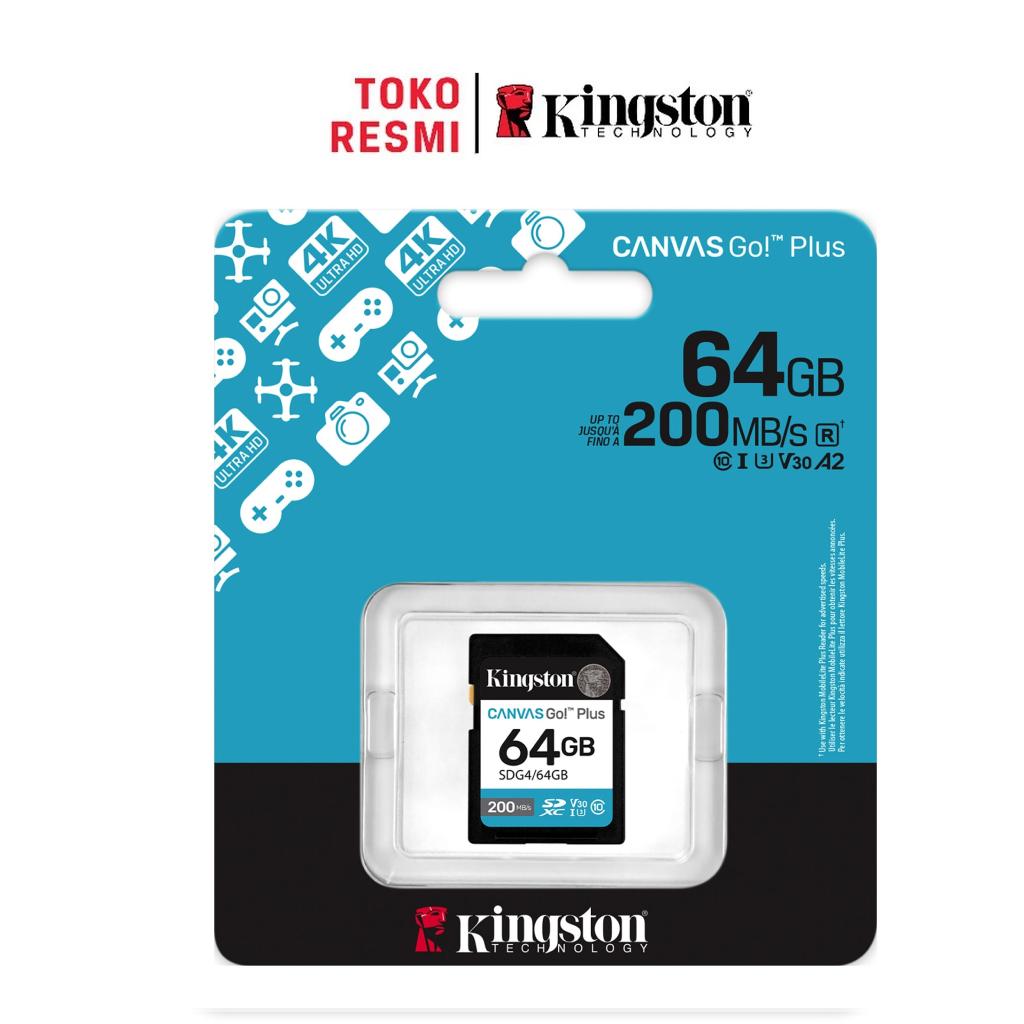 New - Kingston Canvas Go Plus Class 10 SD Card 64GB (SDG4/64GB) Kecepatan 170MB/dtk