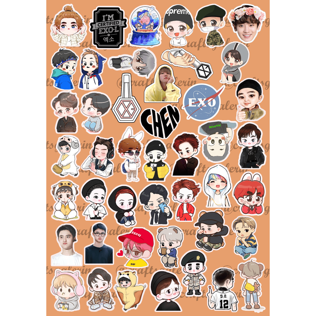 

(45 PCS) STICKER CUTTING EXO WATERPROOF - VOL. 1 | STIKER EXO EXOL CHIBI