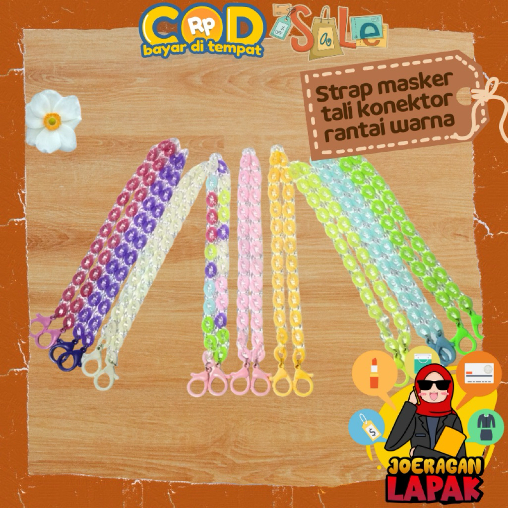 (JOERAGANLAPAK) TALI MASKER STRAP MASK RANTAI PLASTIK MURAH KONEKTOR CONNECTOR WARNA WARNI PASTEL BE