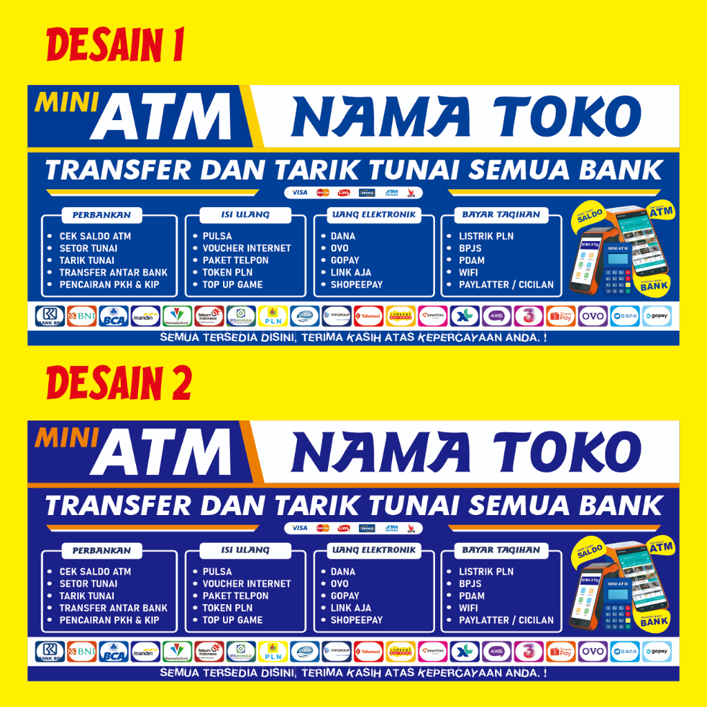 Spanduk Mini ATM Banner Toko dan Konter Pembayaran - K5