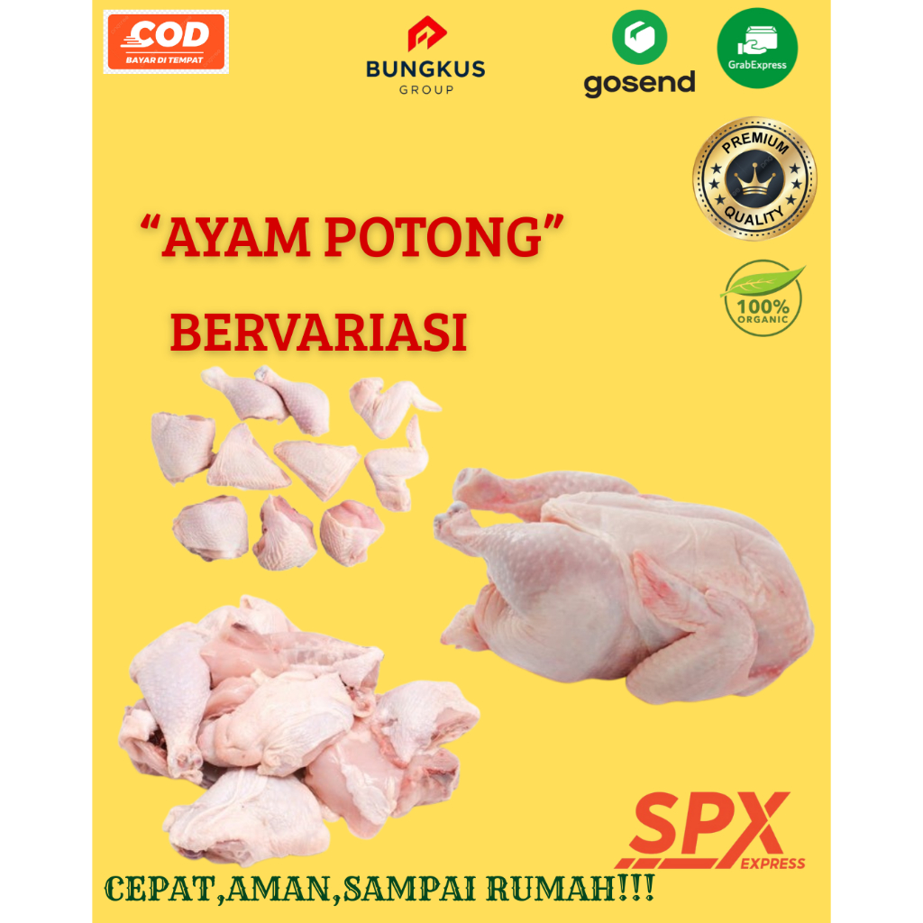 

Ayam Potong Broiler Karkas Segar Fresh 1-2kg Daging Ikan Segar Bungkus Group Shop Padang