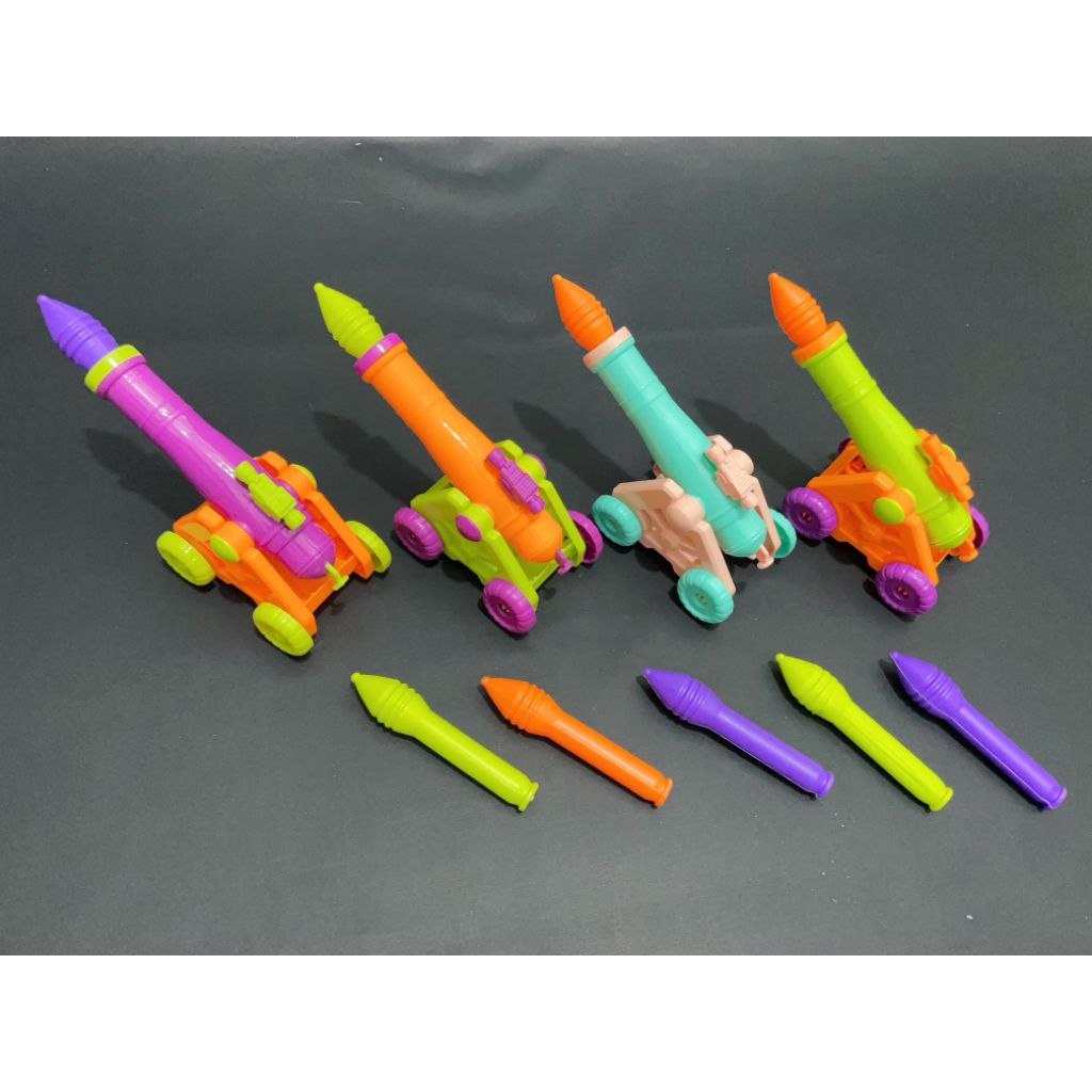 034 Radish Cannon Dekompresi 3D, Mainan Meriam Lucu + 2 peluru mainan anak-anak
