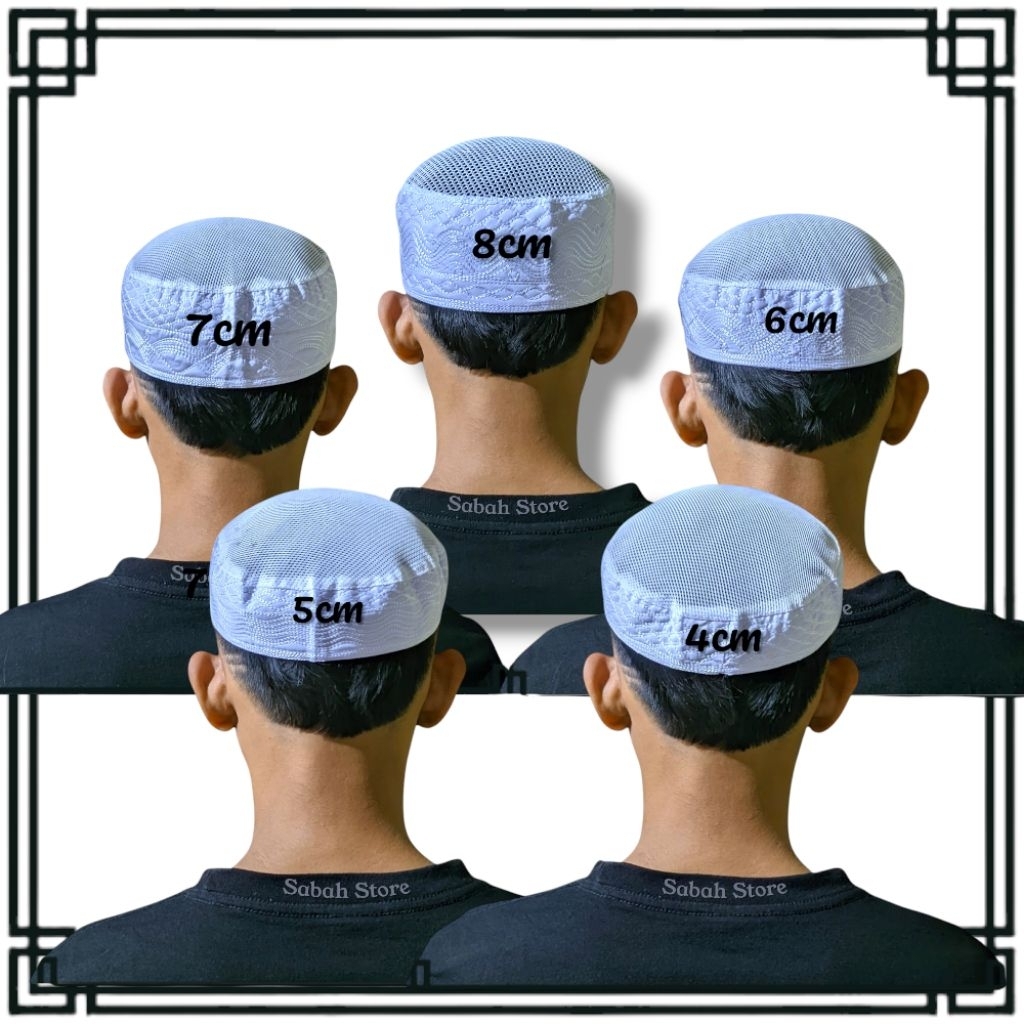 Peci Madinah Jaring || Kopiah Haji Tinggi 4cm 5cm 6cm 7cm 8cm || Peci Madinah Jaring Terlengkap || S