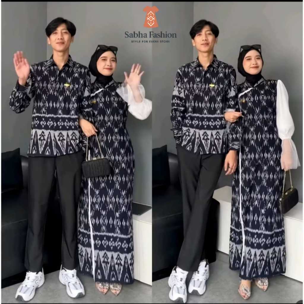 Baju Tenun Couple Jenar Navy Black – Outfit Etnik Elegan untuk Kondangan Lebaran Kerja Acara Spesial
