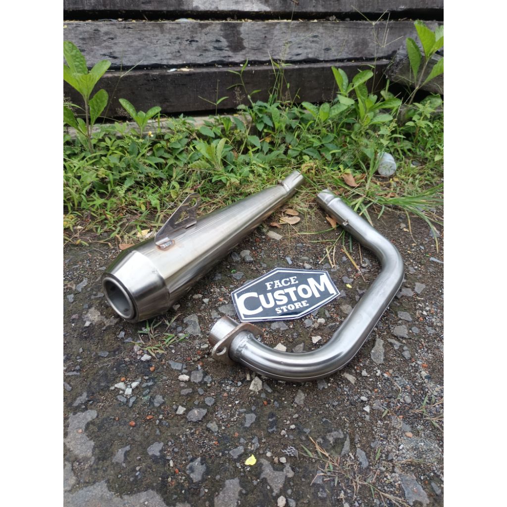 Knalpot Japstyle Scrambler Caferacer Bratstyle Bratcafe Custom Japstyle Satu set leheran Knalpot Jap
