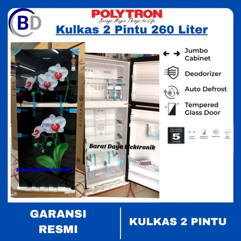 Kulkas Polytron 2 Pintu 260 Liter PRW-29MOB/MOW/MTR