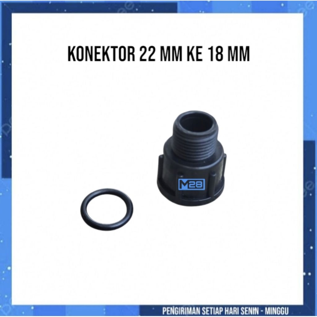 Female Konektor Drat Dalam 22 MM Ke Drat Luar 18 MM