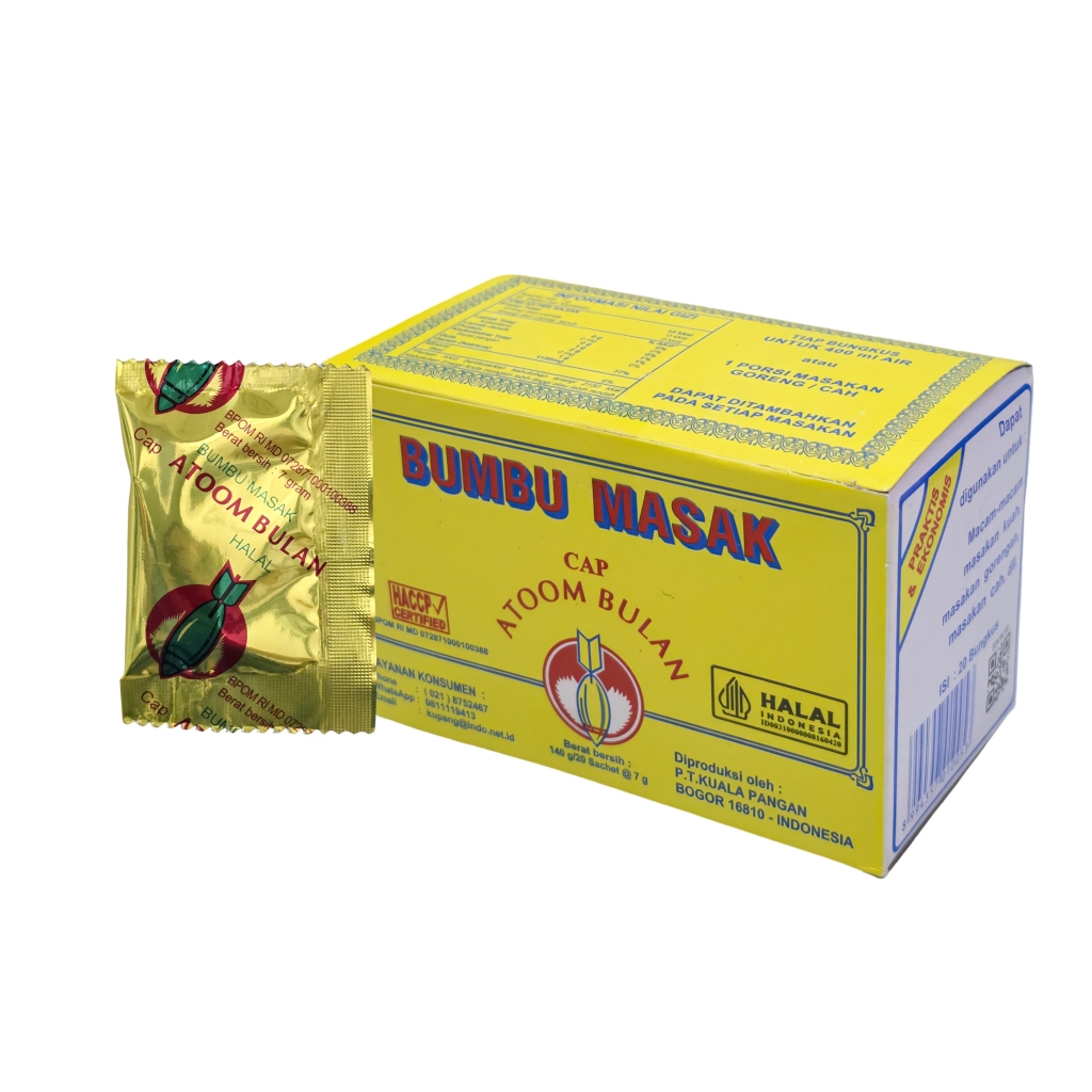 

BUMBU MASAK CAP ATOOM BULAN - 1 KOTAK ISI 20 SACHET @ 7 gram