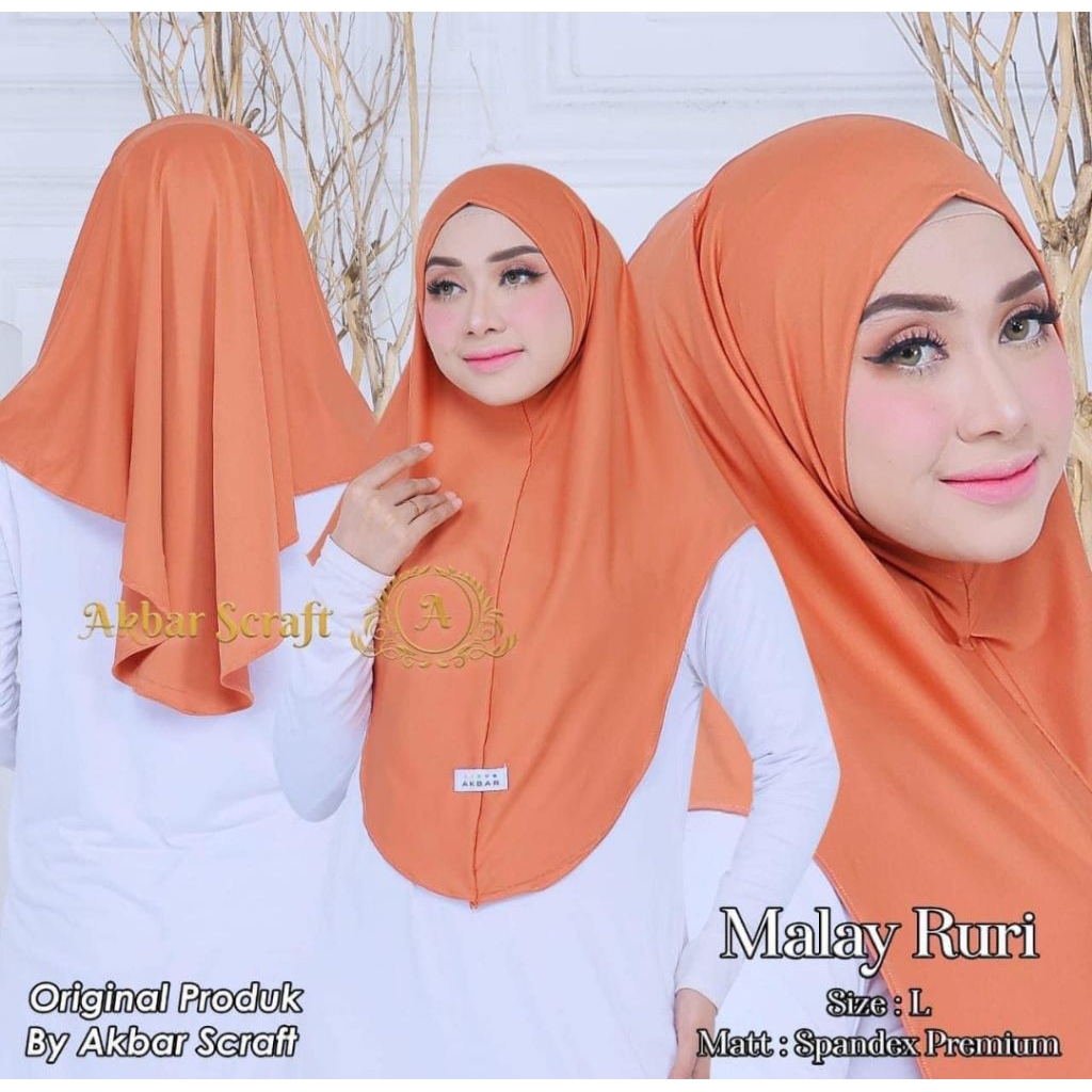 Jilbab Malay Oval Ruri by Akbar Scarf / Hijab Malay /Hijab Non Ped / Malay Oval