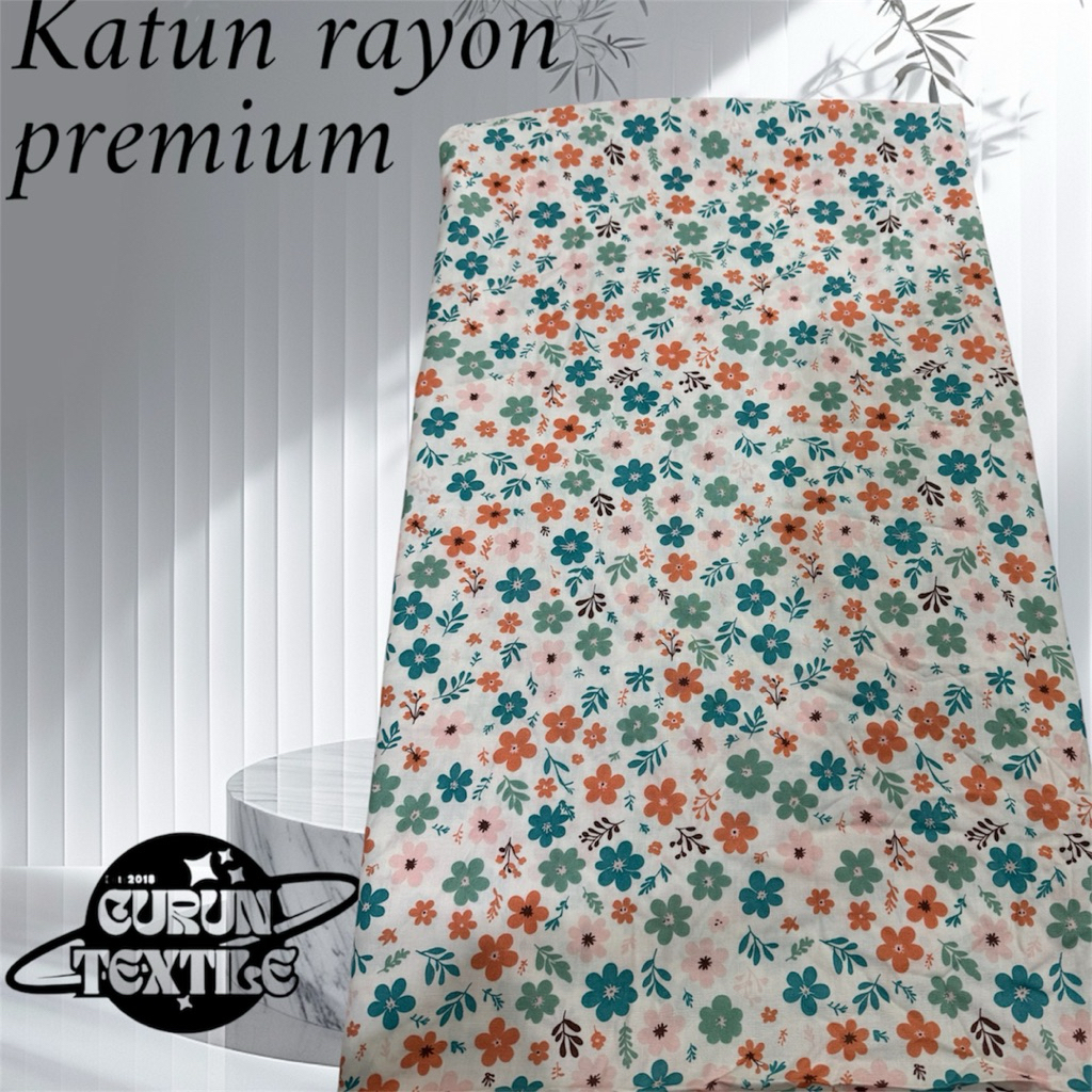 kain katun rayon motif kembang terbaru-rayon viscose-grad A