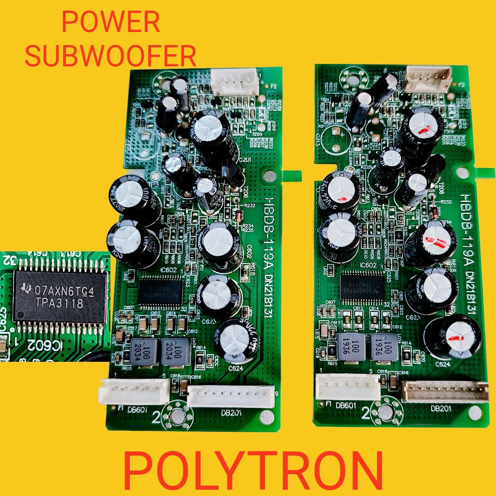 pcb modul power subwoofer polytron tv  - amplifier rv polytron 43in - modul subwoofer polytron