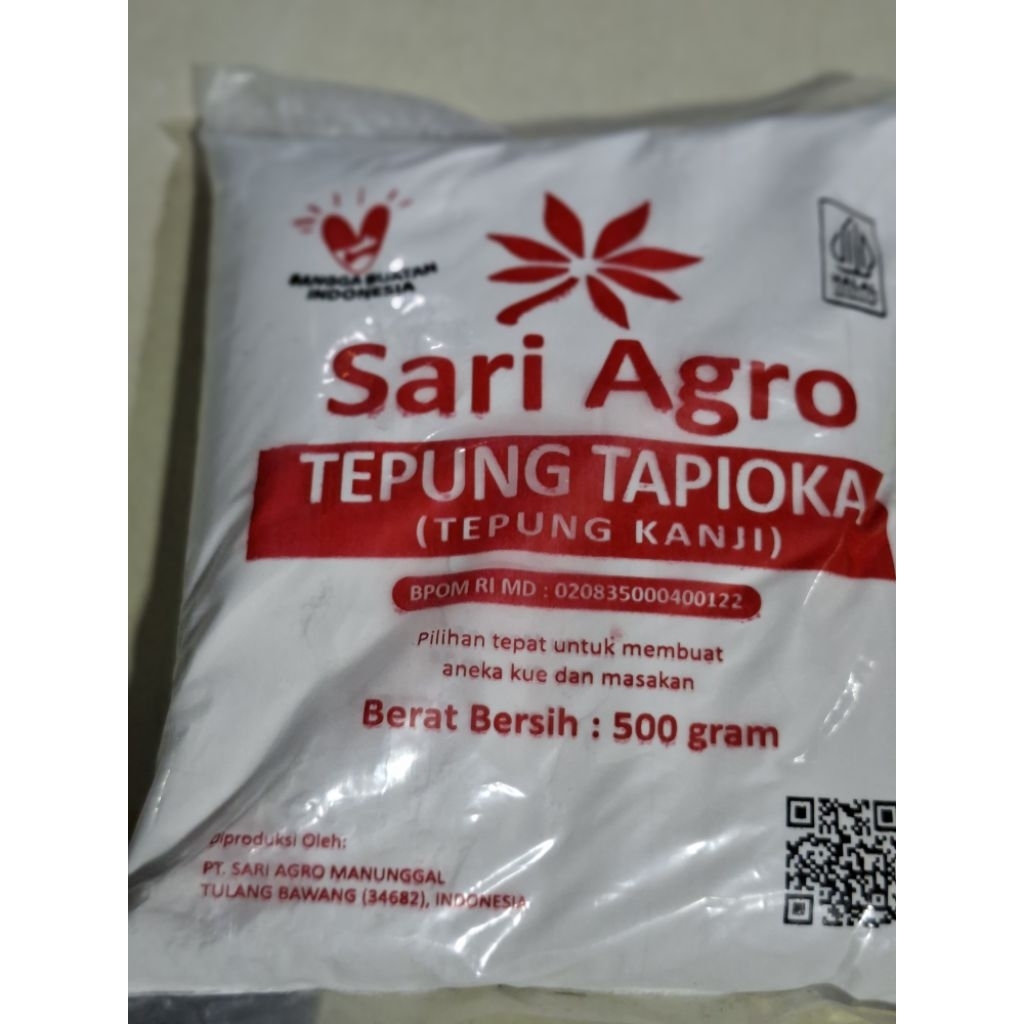 

TEPUNG TAPIOCA/KANJI TEPUNG SARI AGRO 500GRAM