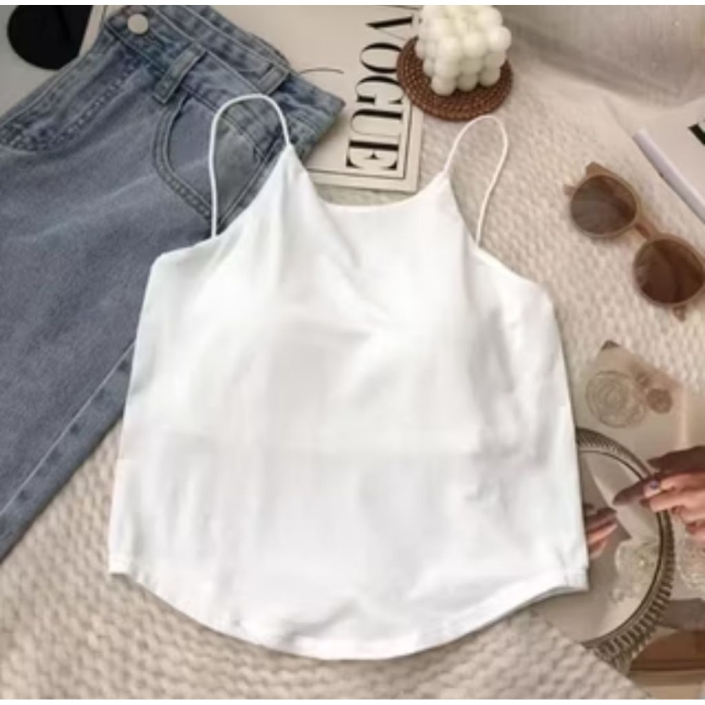 TANKTOP WANITA TALI KECIL TANPA KAWAT WITH BRA CUP