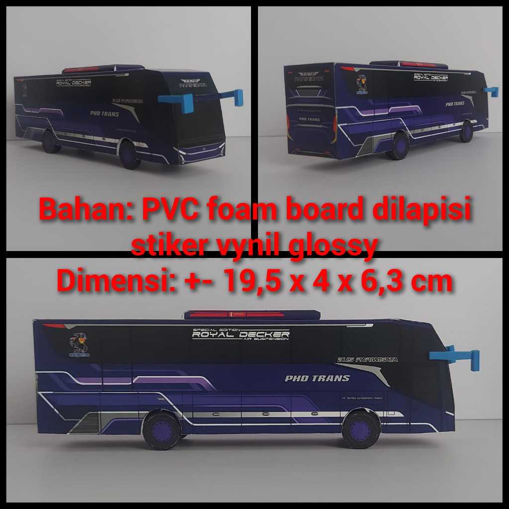 Miniatur Bus PHD Trans Jetbus 5 - Papercraft Kurniatravel